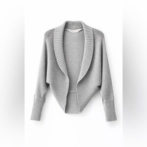 Athleta Gray Waffle Knit Shawl Cardigan